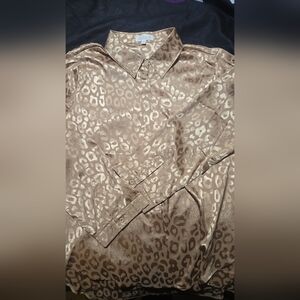 Elegant Leopard Print Satin Blouse